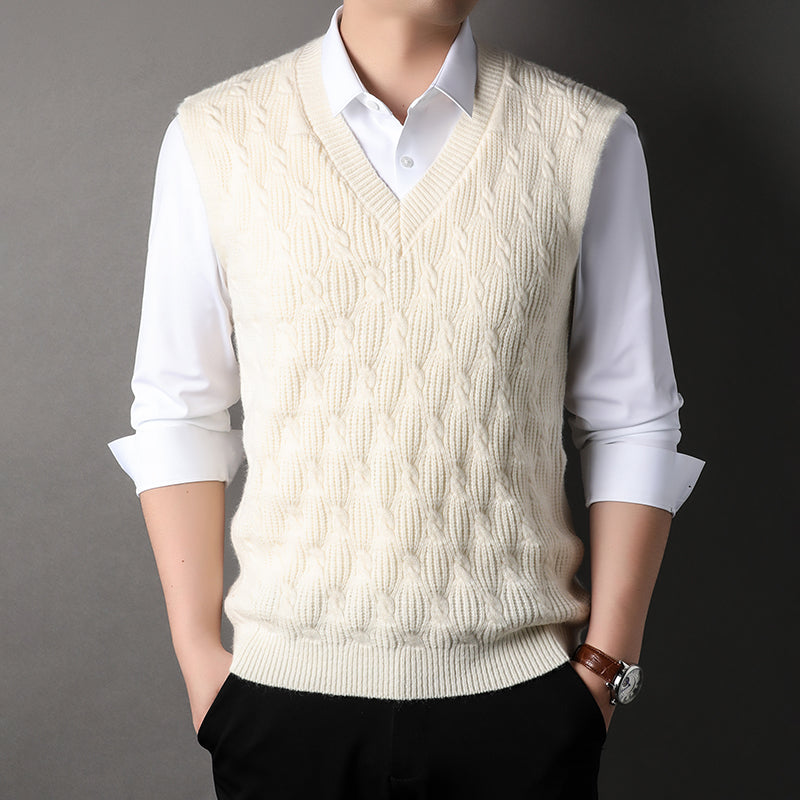 Rainerius | Klassische, ärmellose Weste für Herren – lässiger Lagenlook, Strickmaterial, leicht und stylisch