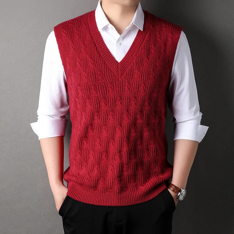 Rainerius | Gilet sans manches structuré classique pour homme – look décontracté superposé, tissu en maille, léger et élégant