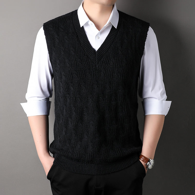 Rainerius | Klassische, ärmellose Weste für Herren – lässiger Lagenlook, Strickmaterial, leicht und stylisch