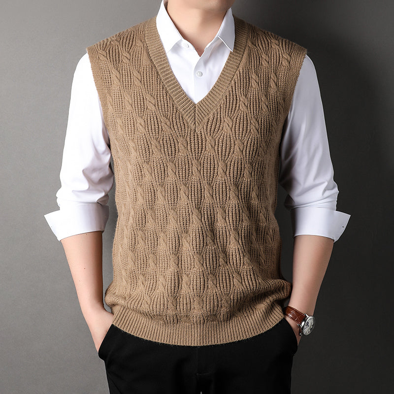 Rainerius | Klassische, ärmellose Weste für Herren – lässiger Lagenlook, Strickmaterial, leicht und stylisch