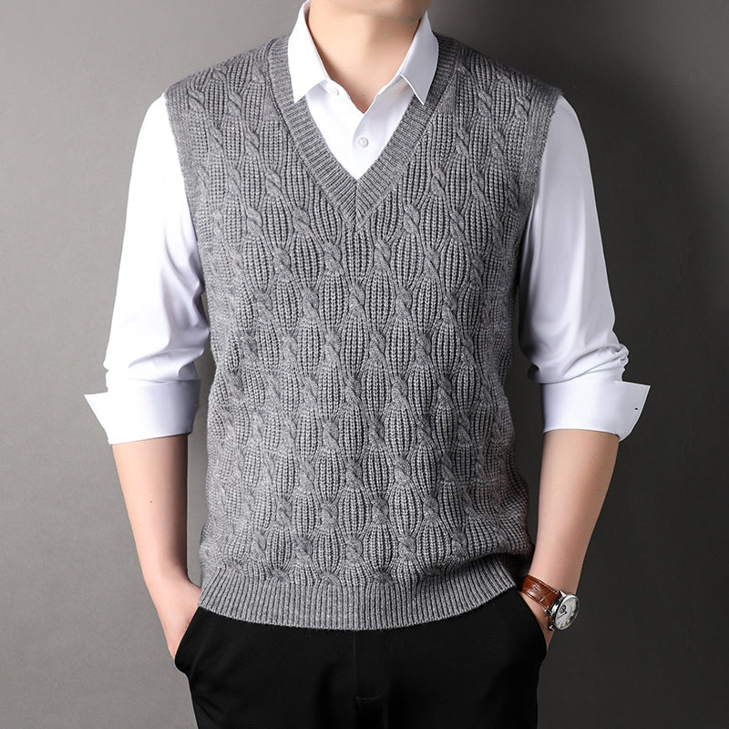 Rainerius | Klassische, ärmellose Weste für Herren – lässiger Lagenlook, Strickmaterial, leicht und stylisch