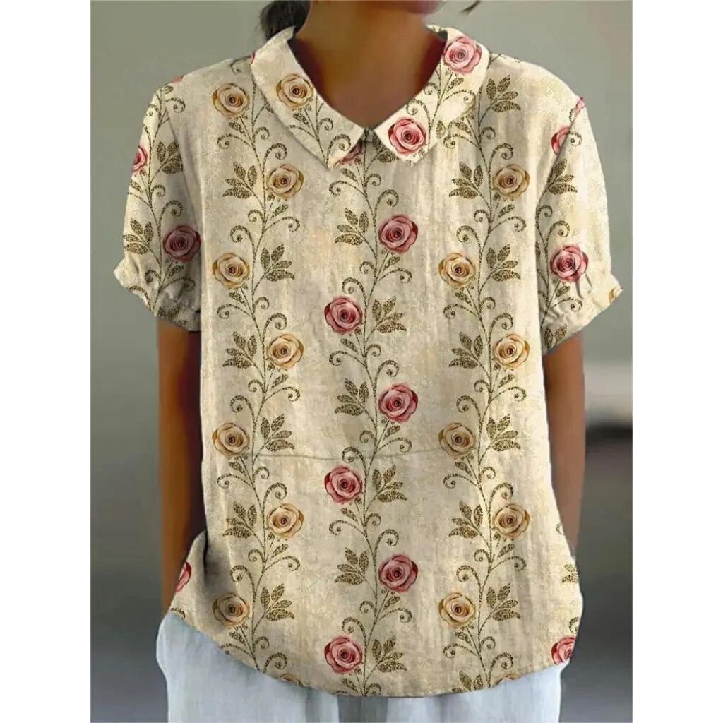 Jynellea | Casual bloemenblouse voor dames – Lichtgewicht, elegante top met korte mouwen