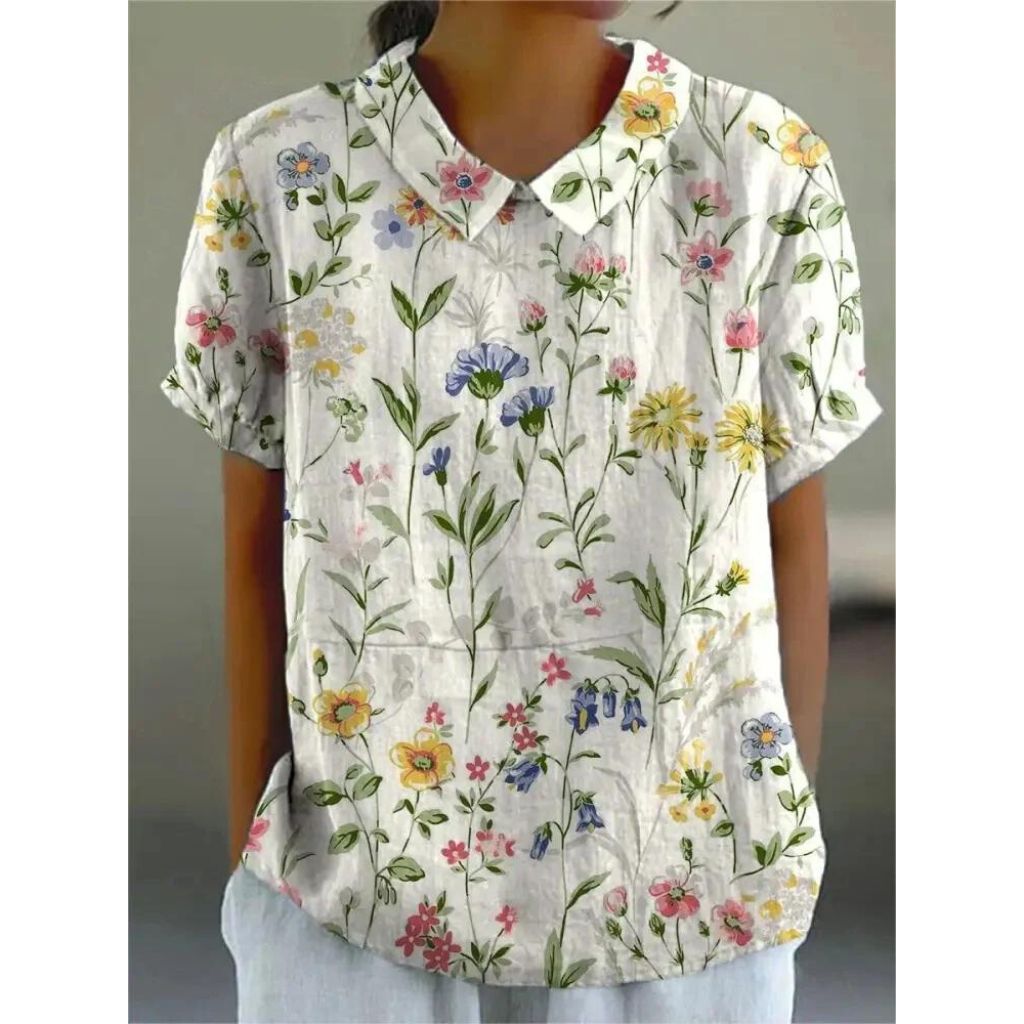 Jynellea | Casual bloemenblouse voor dames – Lichtgewicht, elegante top met korte mouwen