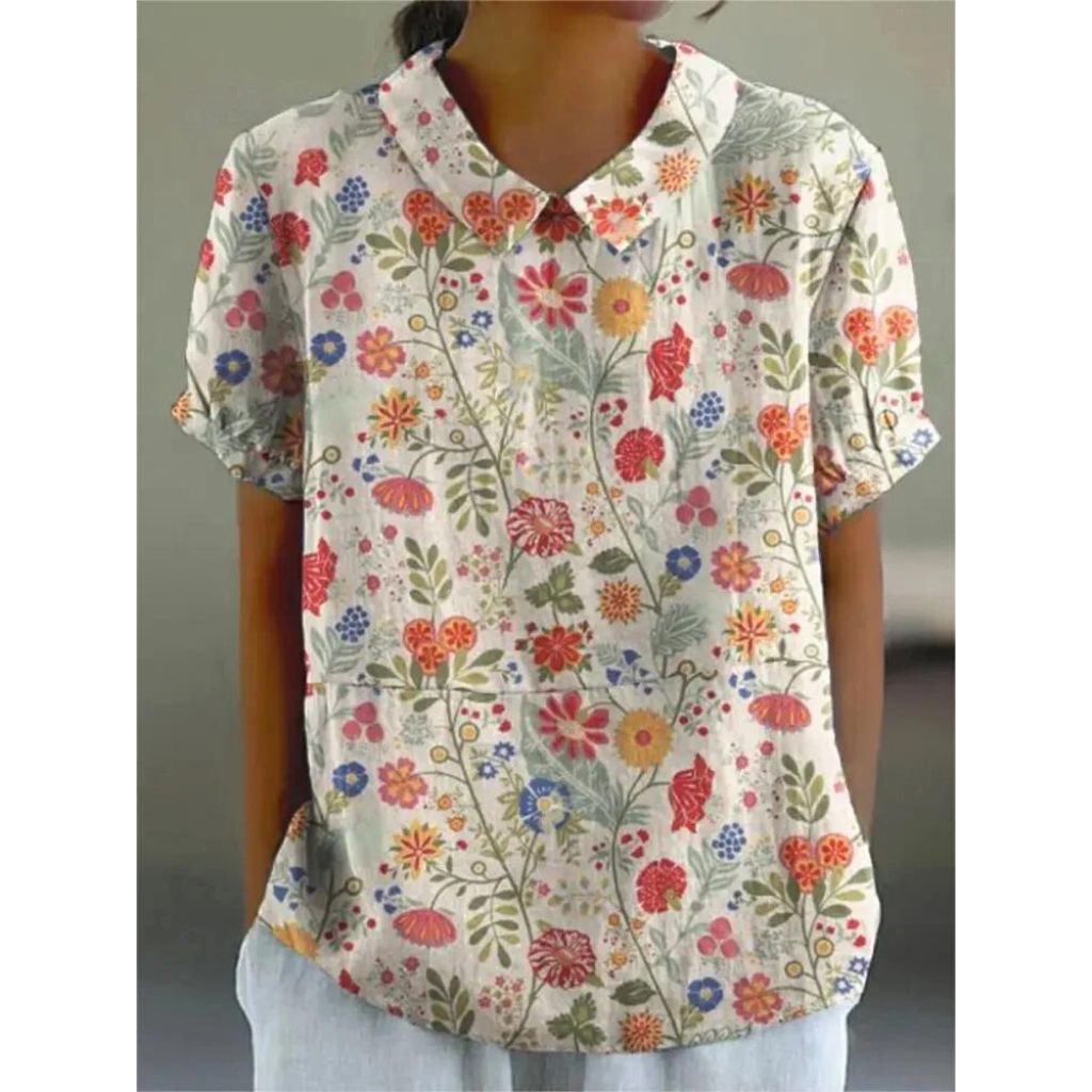 Jynellea | Casual bloemenblouse voor dames – Lichtgewicht, elegante top met korte mouwen