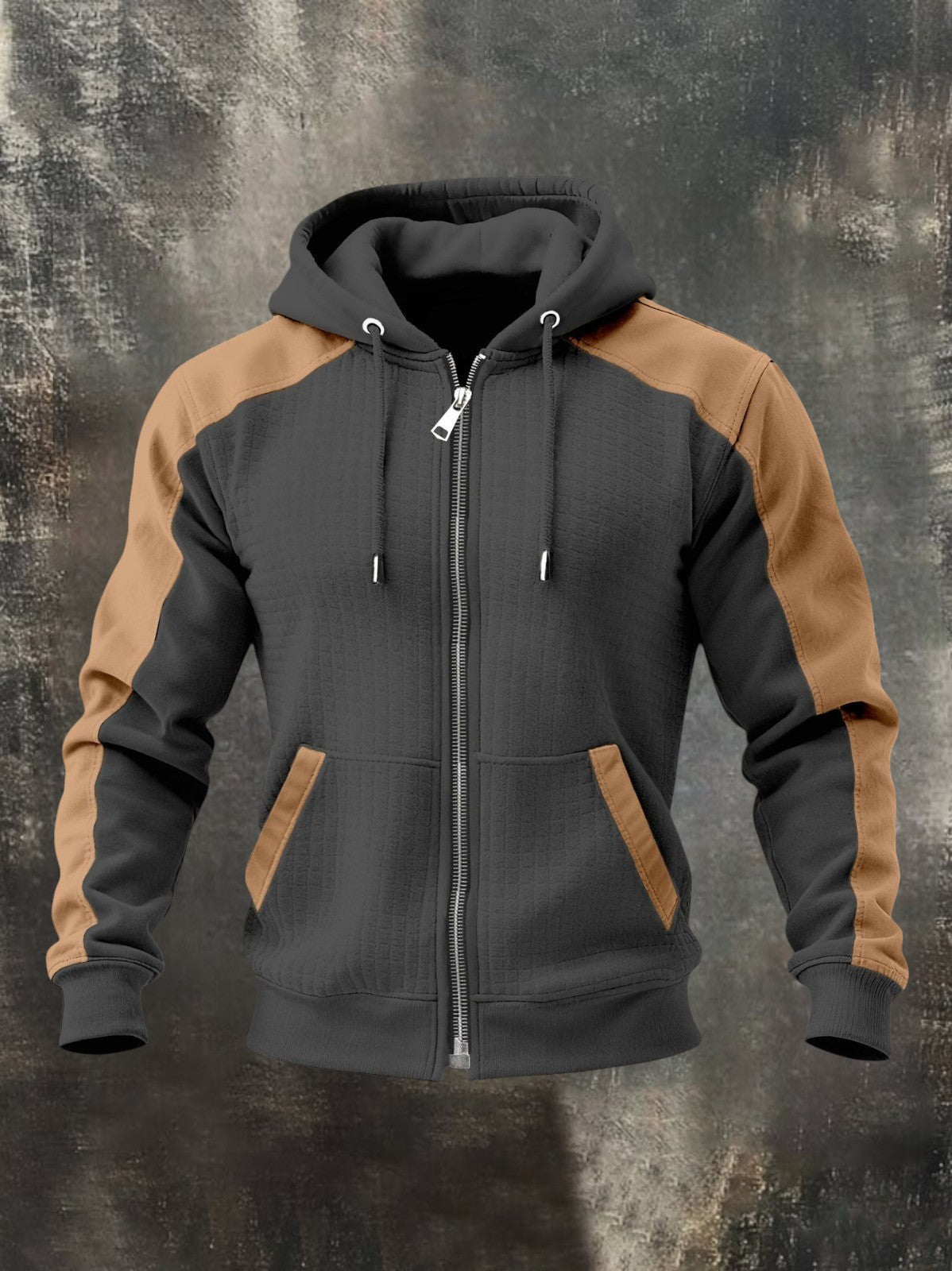 Hurly | Tweekleurig herensweatshirt met capuchon en ritssluiting – Casual, comfortabel, lichtgewicht
