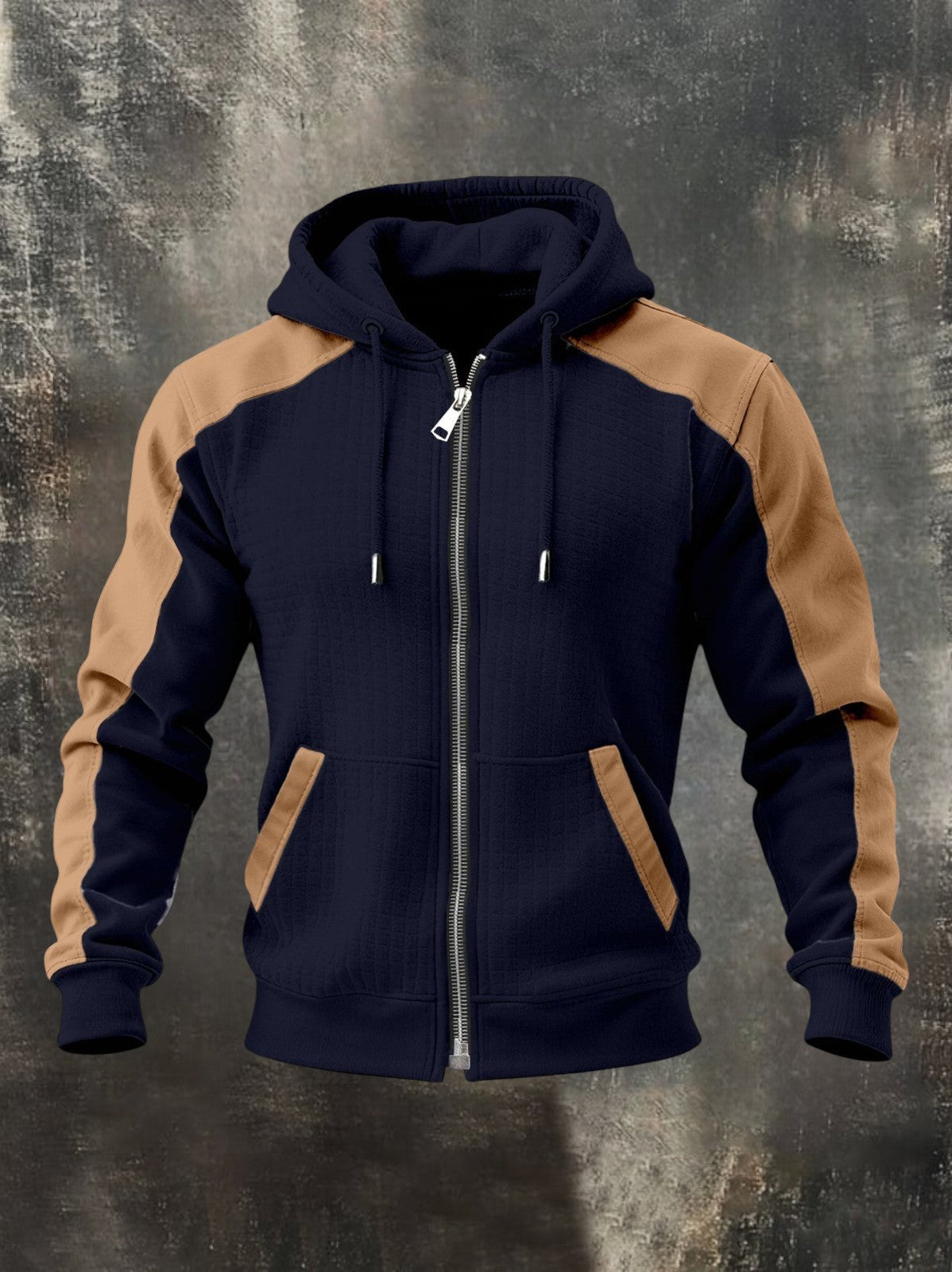 Hurly | Tweekleurig herensweatshirt met capuchon en ritssluiting – Casual, comfortabel, lichtgewicht
