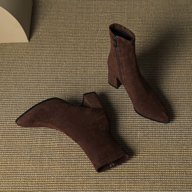 Bellvane | Elegante suède dameslaarzen met ritssluiting aan de zijkant – Comfortabele enkellaarzen