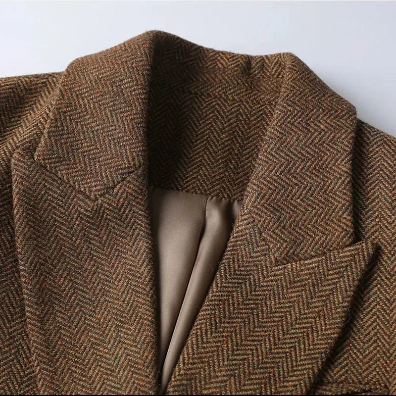 Linde | Veste en tweed luxueuse à deux boutons – une veste élégamment coupée pour le bureau, les tenues décontractées et l'hiver