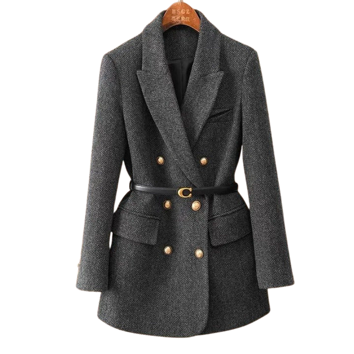 Linde | Veste en tweed luxueuse à deux boutons – une veste élégamment coupée pour le bureau, les tenues décontractées et l'hiver