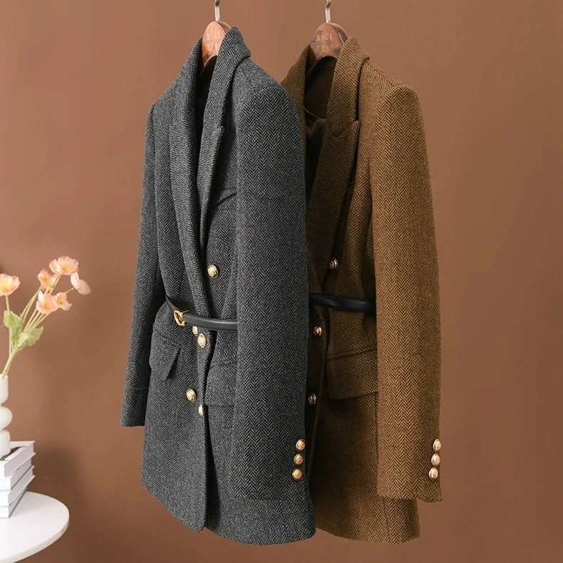 Linde | Veste en tweed luxueuse à deux boutons – une veste élégamment coupée pour le bureau, les tenues décontractées et l'hiver