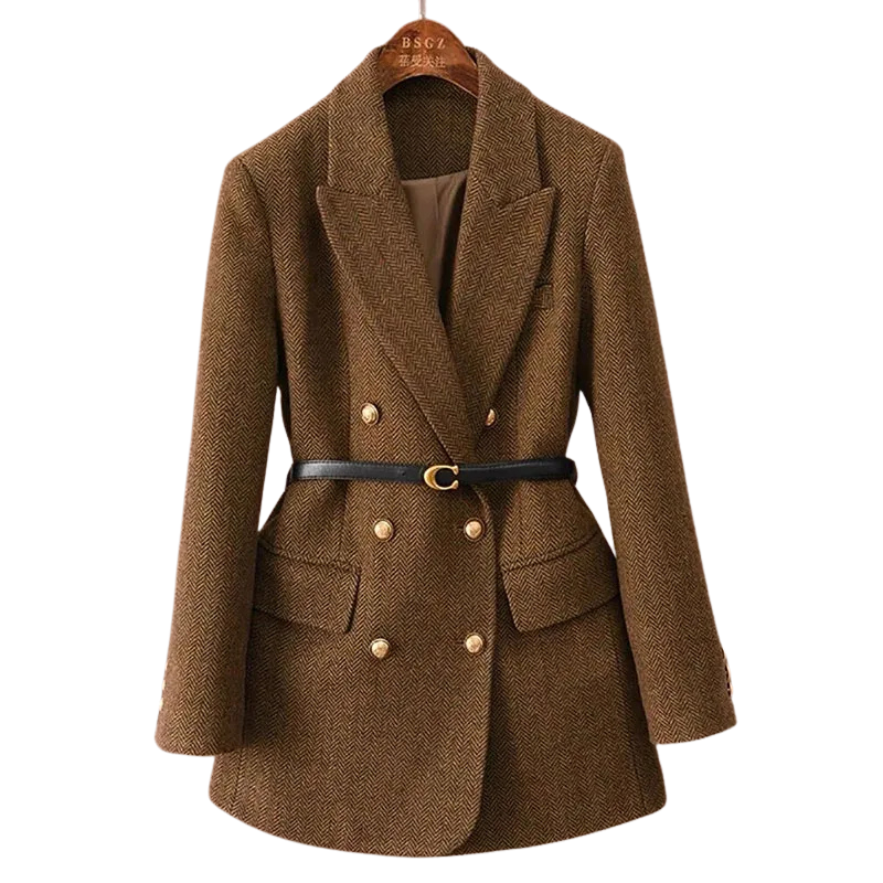 Linde | Veste en tweed luxueuse à deux boutons – une veste élégamment coupée pour le bureau, les tenues décontractées et l'hiver