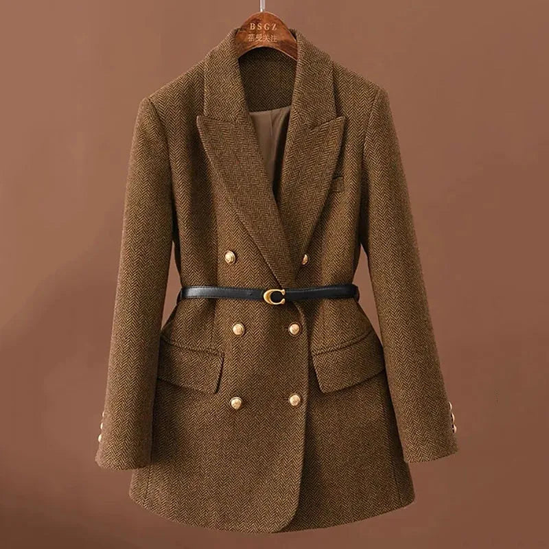 Linde | Veste en tweed luxueuse à deux boutons – une veste élégamment coupée pour le bureau, les tenues décontractées et l'hiver