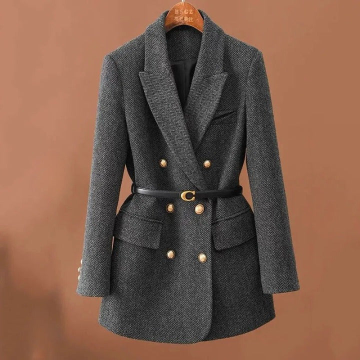 Linde | Veste en tweed luxueuse à deux boutons – une veste élégamment coupée pour le bureau, les tenues décontractées et l'hiver