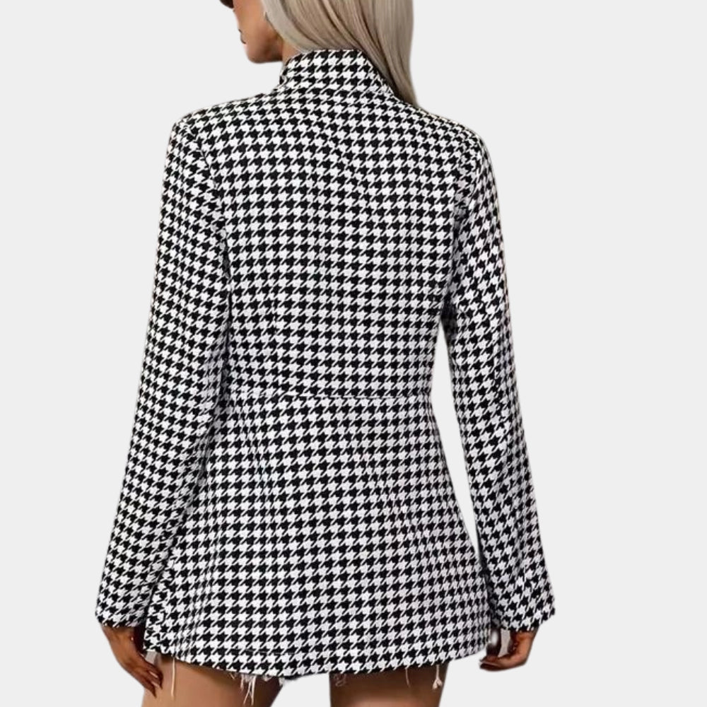 Lurelle | Damesblazer met pied-de-poule-motief – getailleerd model, lange mouwen