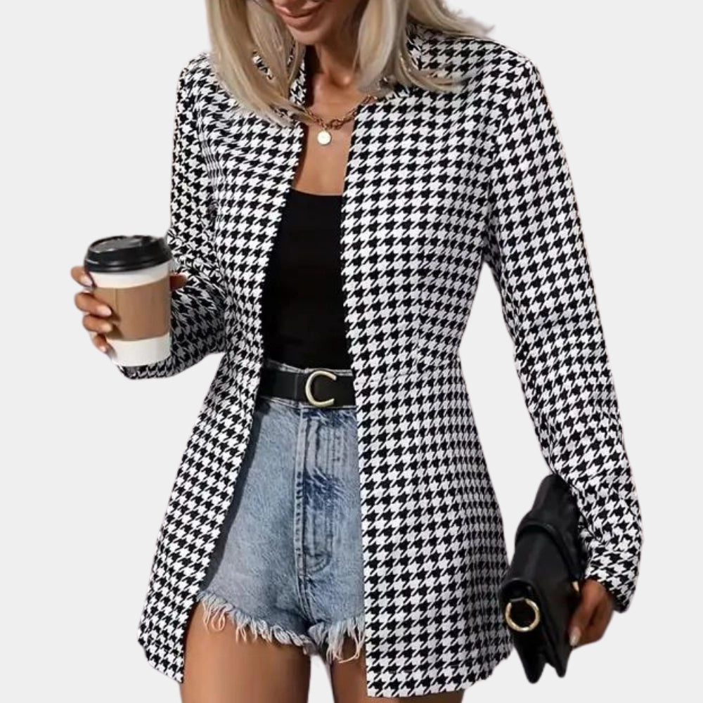 Lurelle | Damesblazer met pied-de-poule-motief – getailleerd model, lange mouwen
