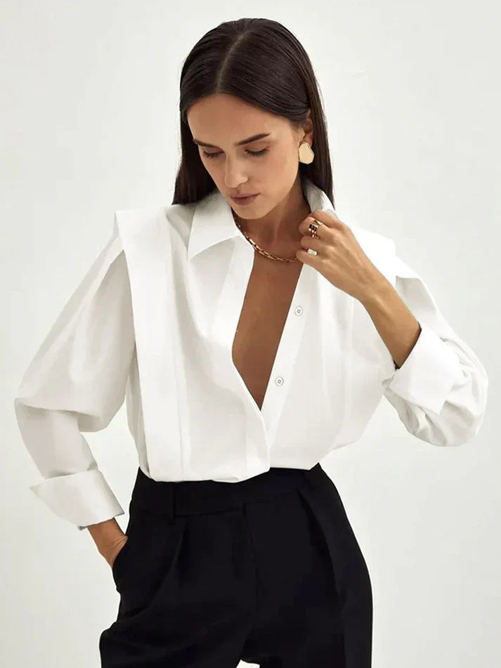 Miori | Oversized damesoverhemd – Minimalistische zakelijke blouse