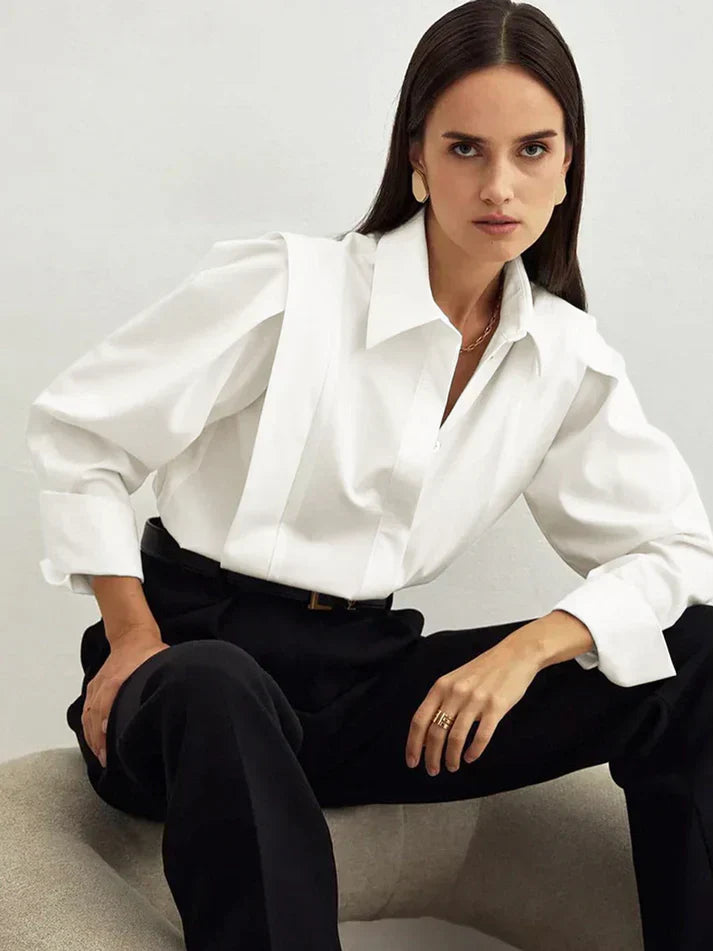Miori | Oversized damesoverhemd – Minimalistische zakelijke blouse