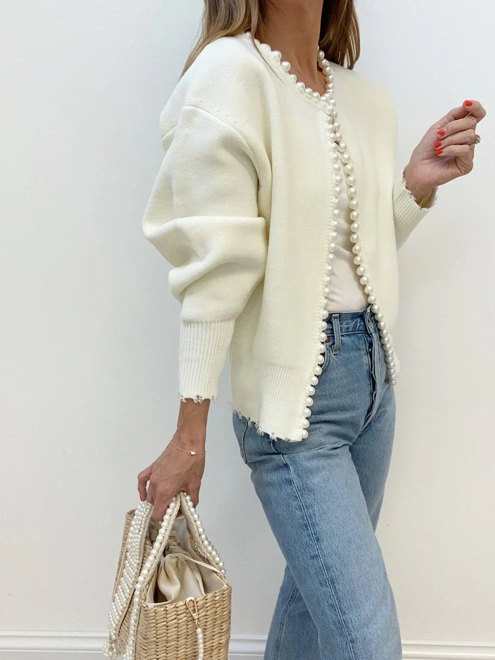 Mireth | Damesvest met parelrand – Chique trui met franjes voor een casual en elegante look
