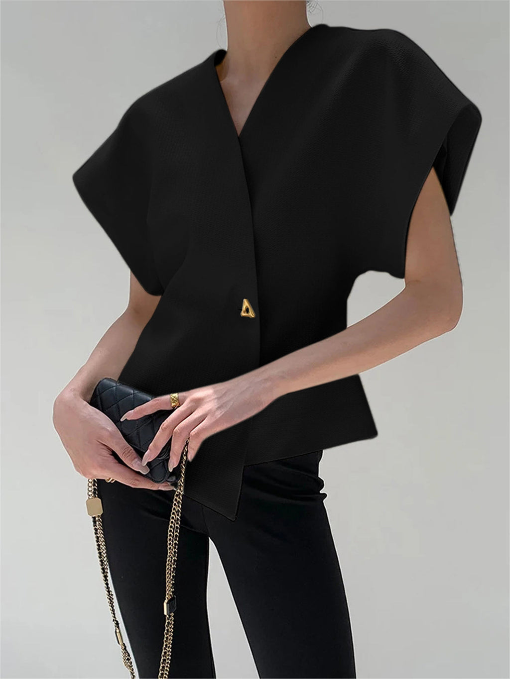 Hylia | V-hals blouse voor dames – elegante casual shirt top met lange mouwen