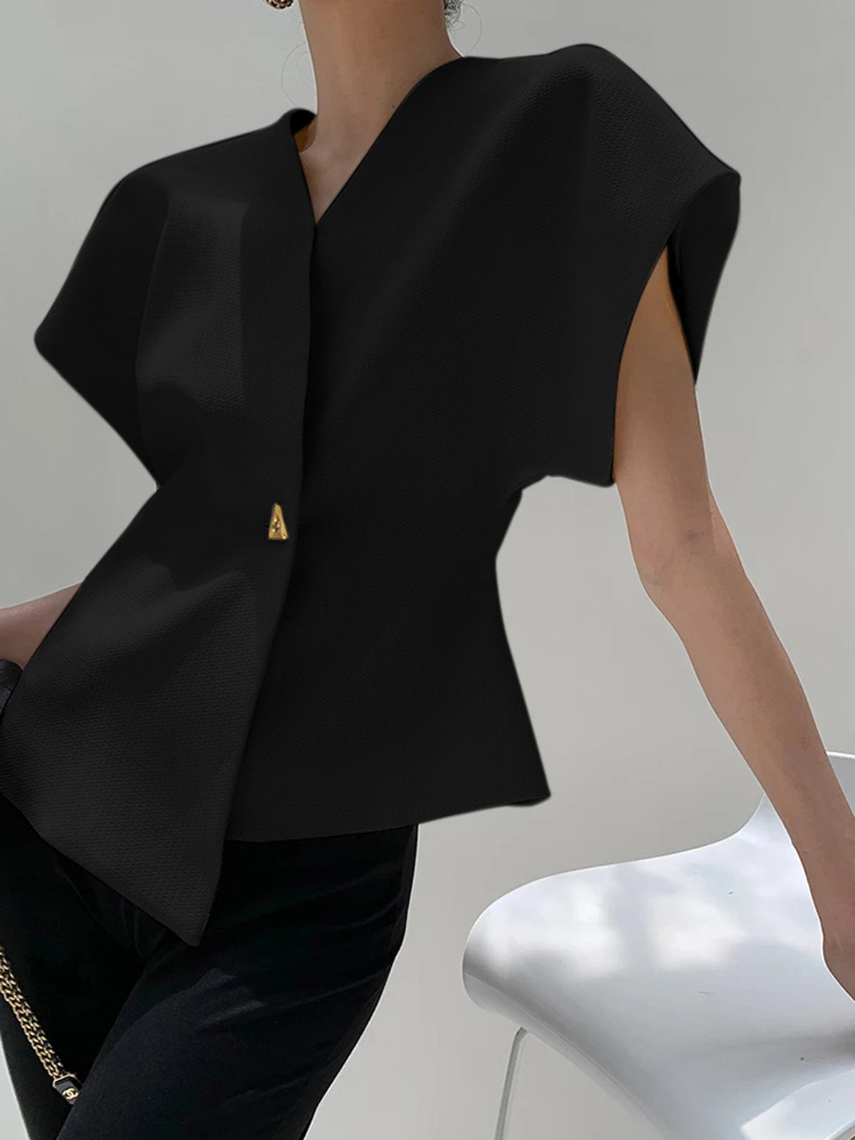 Hylia | V-hals blouse voor dames – elegante casual shirt top met lange mouwen