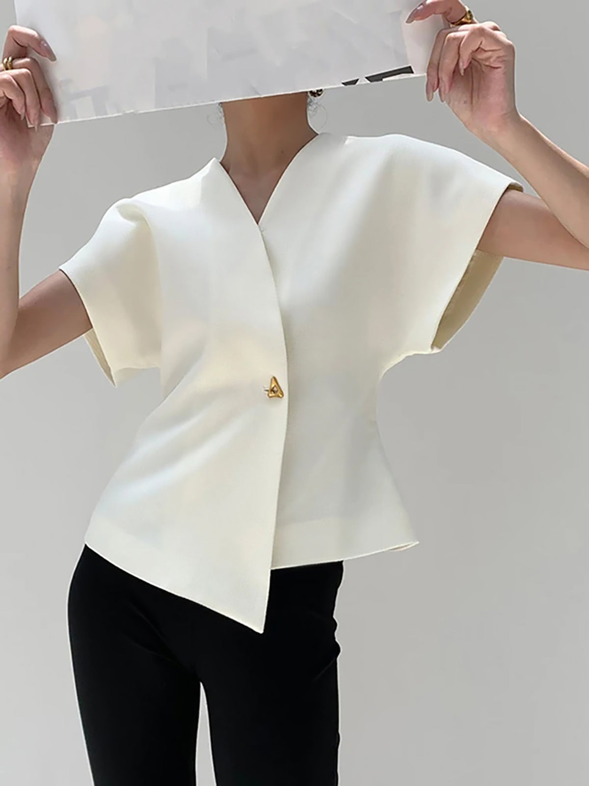 Hylia | V-hals blouse voor dames – elegante casual shirt top met lange mouwen