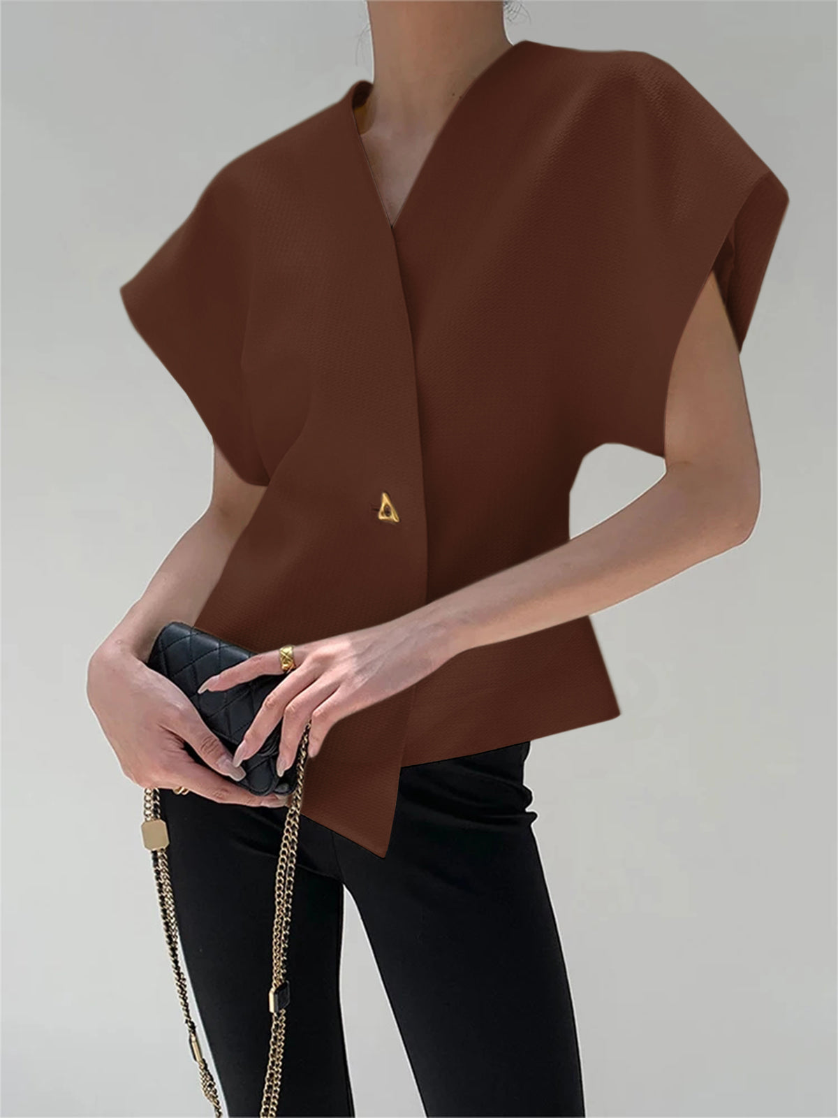 Hylia | V-hals blouse voor dames – elegante casual shirt top met lange mouwen