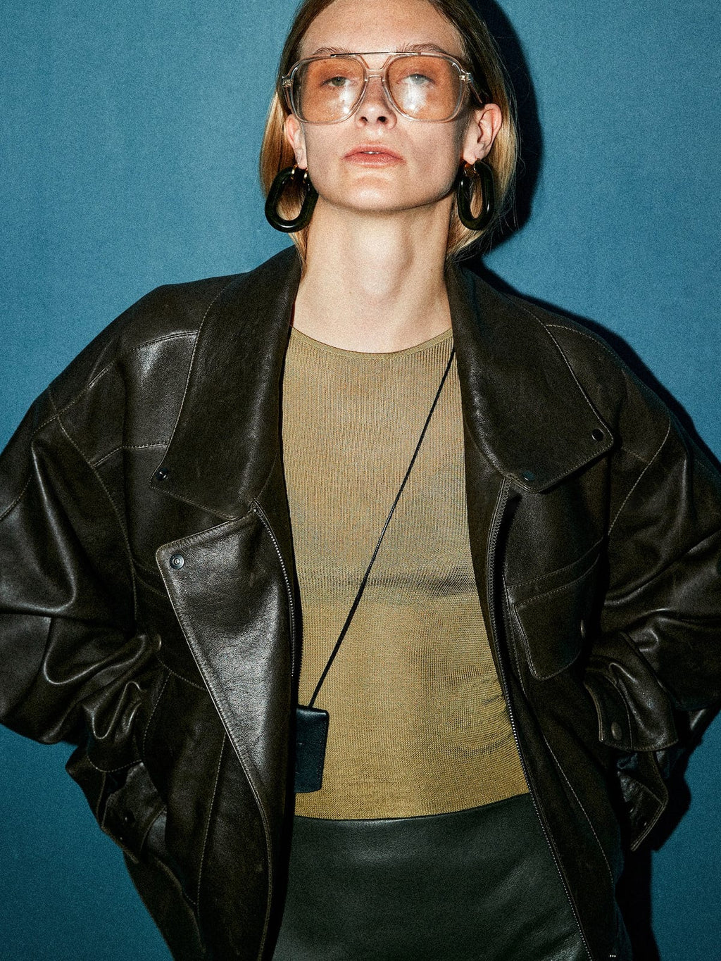 Frigg | Veste femme rétro en similicuir, veste décontractée en PU, vêtement d'extérieur marron élégant