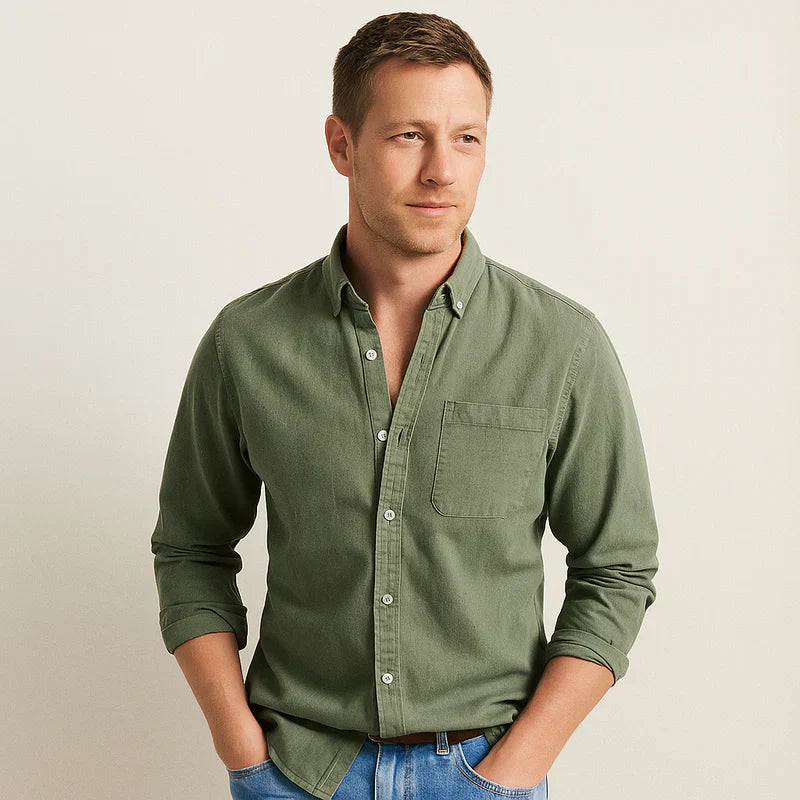 Eryx | Heren casual linnen overhemd – ademend model met lange mouwen en knoopsluiting