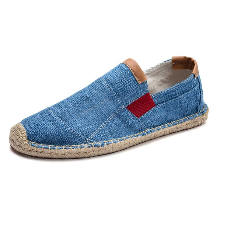 Rivo | Zomers canvas herenschoenen – Gevlochten stro, ademende casual instapschoenen