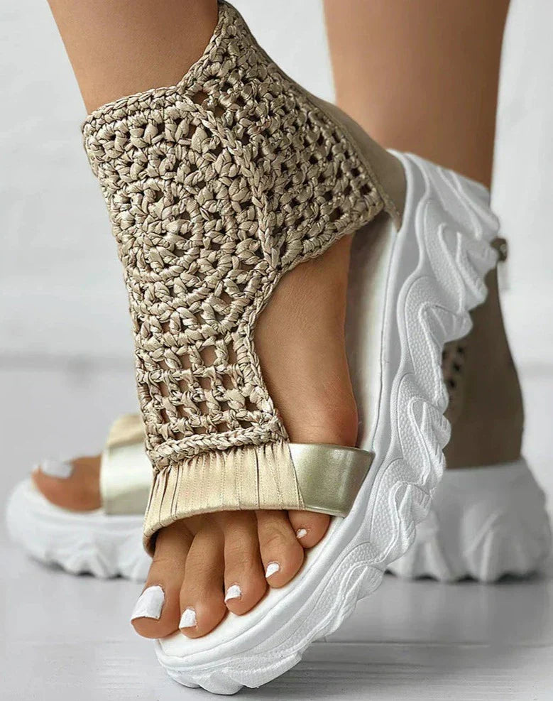TwineStep | Sandales tressées bohèmes chics pour femmes - semelle rembourrée