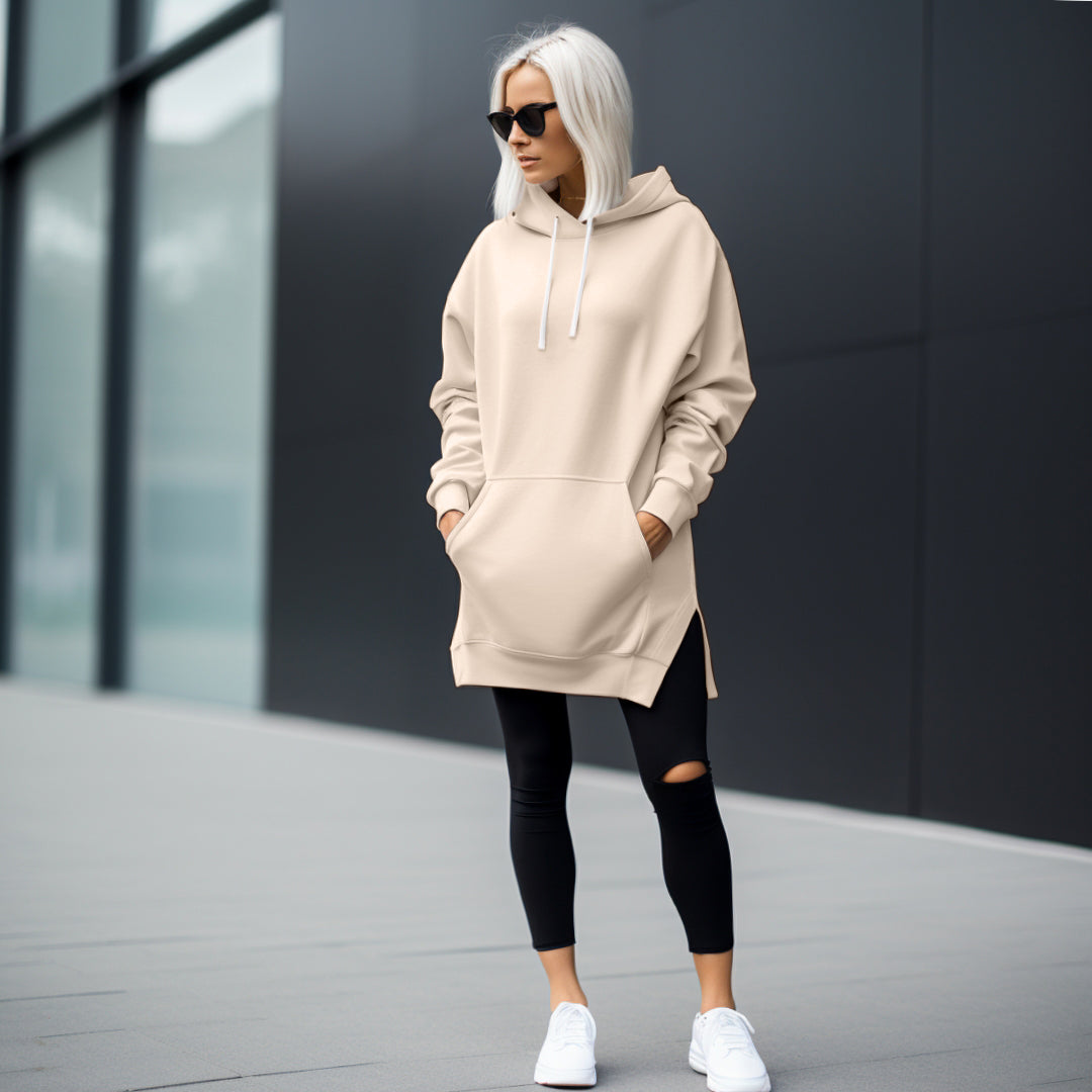 Daryssa | Dames Oversized Lange Hoodie Jurk – Hoodie Sweaterjurk