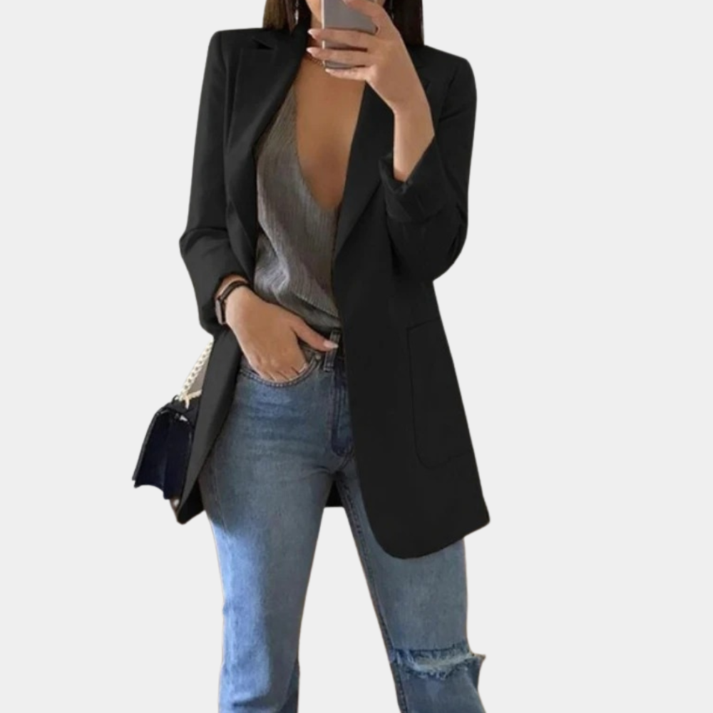 Solivine | Eleganter, taillierter langer Blazer für Damen – Schicke Businessjacke fürs Büro