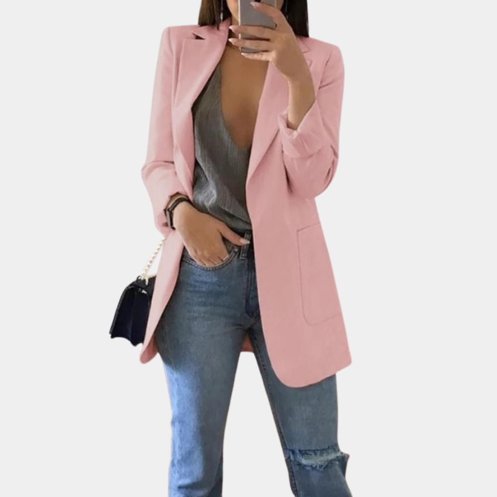 Solivine | Blazer long élégant et cintré pour femme – Veste chic et formelle, idéale pour le bureau