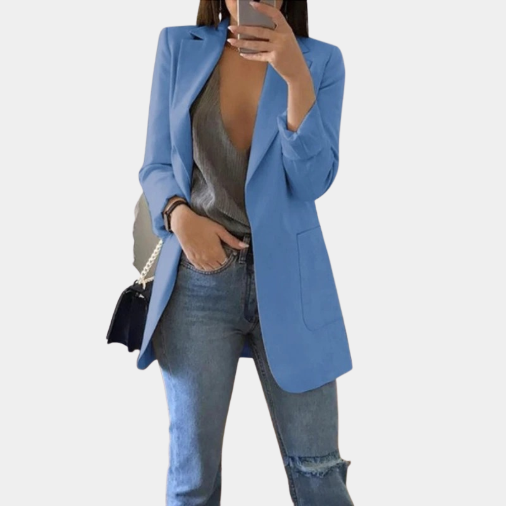 Solivine | Blazer long élégant et cintré pour femme – Veste chic et formelle, idéale pour le bureau