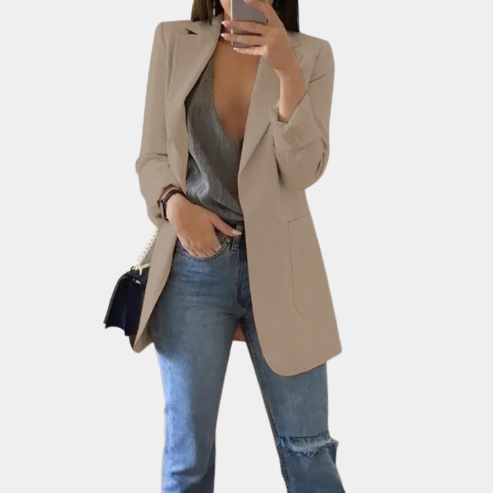 Solivine | Blazer long élégant et cintré pour femme – Veste chic et formelle, idéale pour le bureau