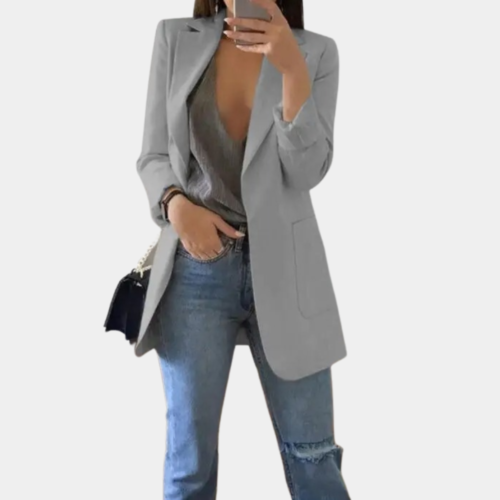 Solivine | Blazer long élégant et cintré pour femme – Veste chic et formelle, idéale pour le bureau
