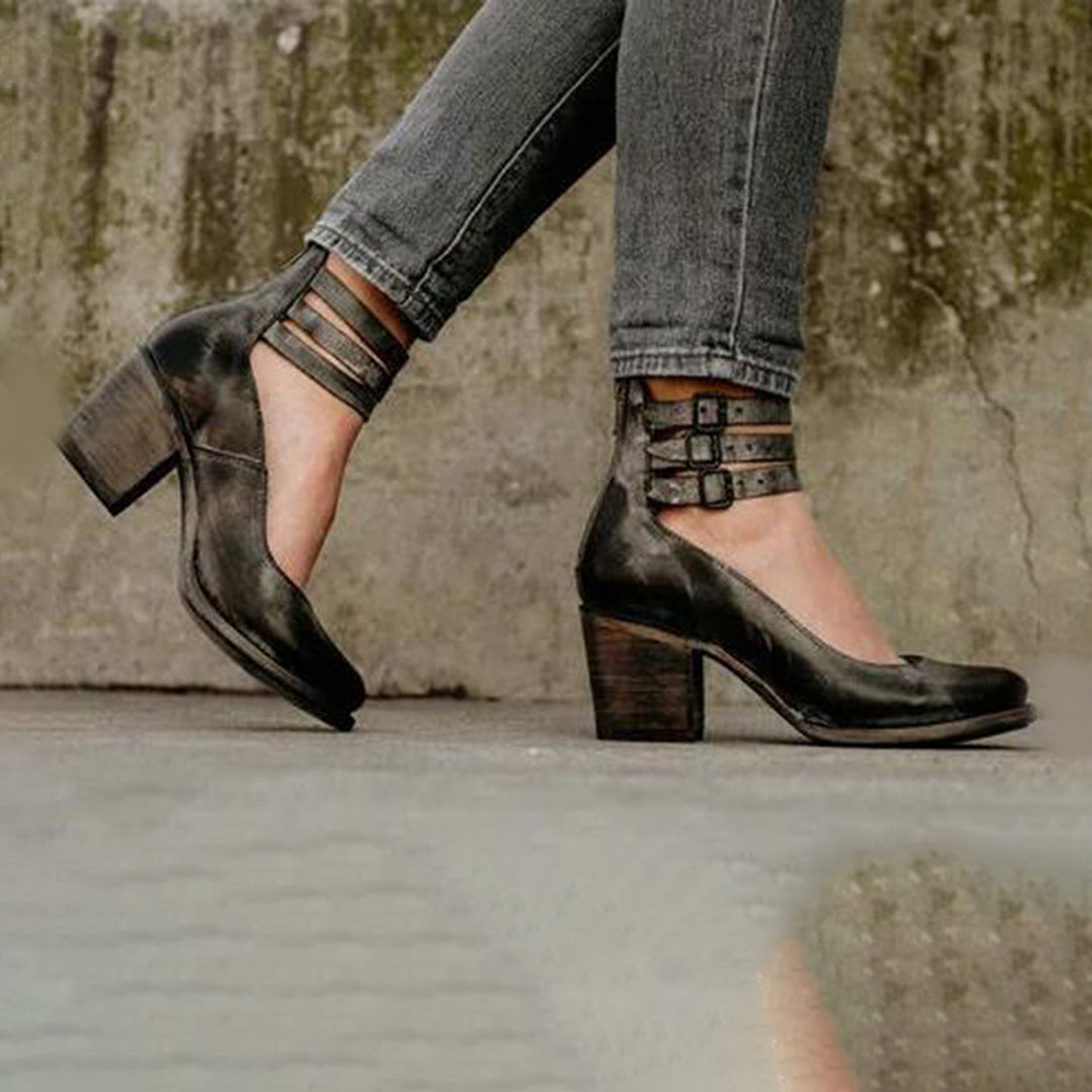 DivaLuxe | Elegante Vintage-Pumps mit Knöchelriemen und hohem Absatz für Damen – Klassische Abendschuhe