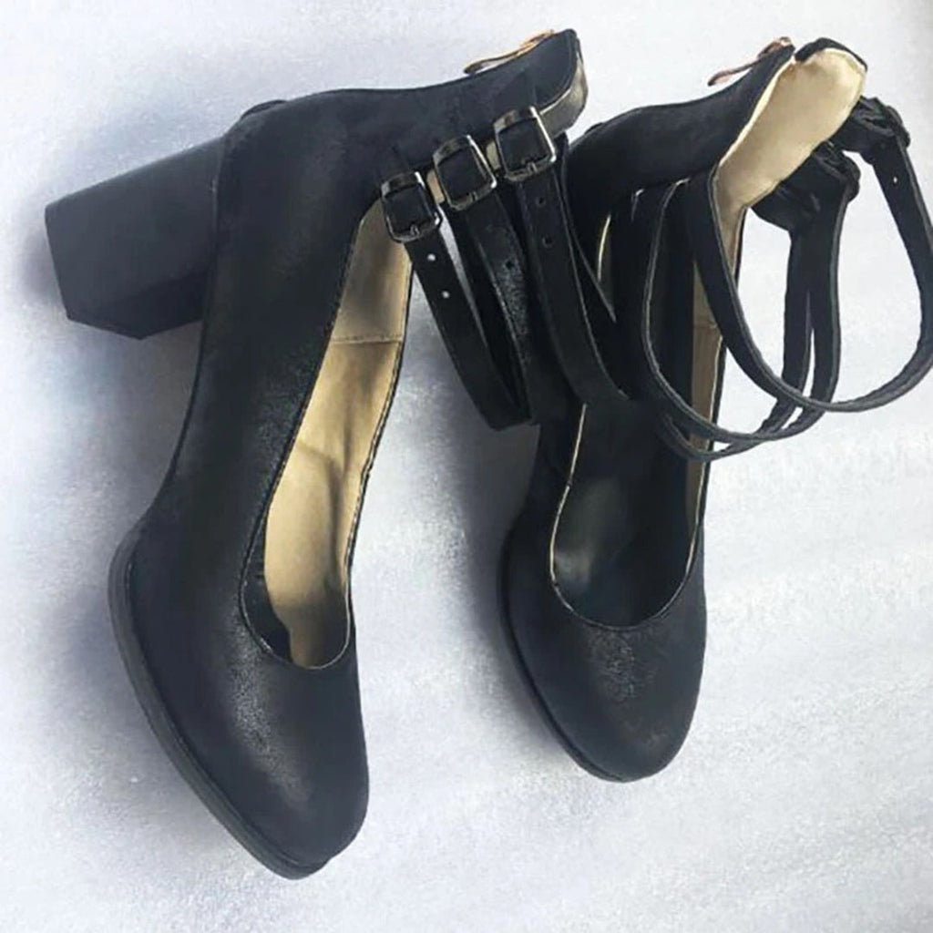 DivaLuxe | Elegante Vintage-Pumps mit Knöchelriemen und hohem Absatz für Damen – Klassische Abendschuhe