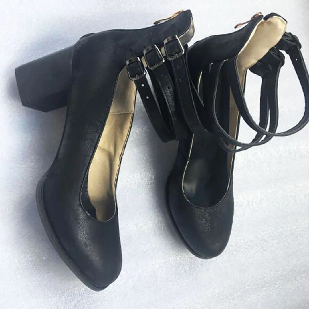 DivaLuxe | Elegante Vintage-Pumps mit Knöchelriemen und hohem Absatz für Damen – Klassische Abendschuhe