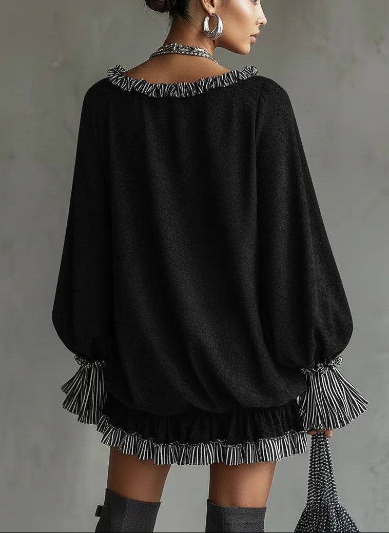 Tovira | Mini-jurk met strepen – met ruches: elegante avondlook voor dames