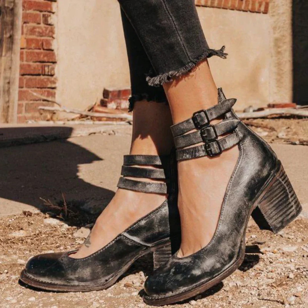 DivaLuxe | Elegante Vintage-Pumps mit Knöchelriemen und hohem Absatz für Damen – Klassische Abendschuhe