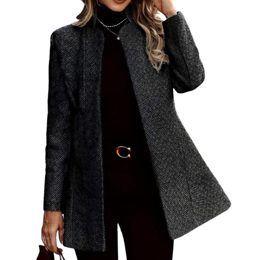 Branka | Blazer élégant à chevrons et col montant – une veste tailleur chic pour le travail et les loisirs