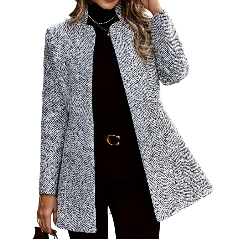 Branka | Blazer élégant à chevrons et col montant – une veste tailleur chic pour le travail et les loisirs