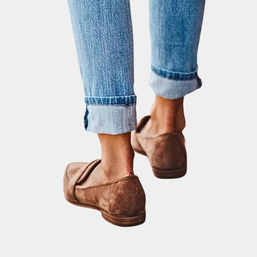 Evoque | Mocassins en daim pour femme – chaussures élégantes à enfiler, bout pointu et confortables