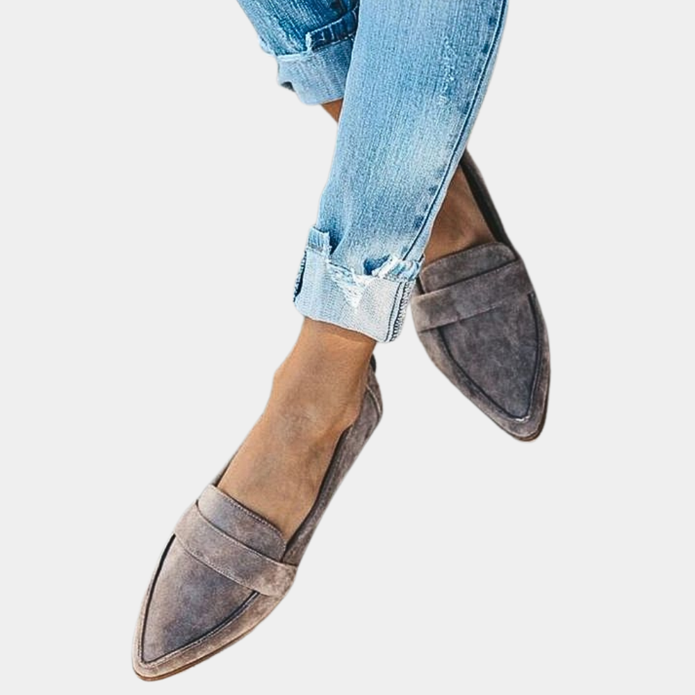 Evoque | Mocassins en daim pour femme – chaussures élégantes à enfiler, bout pointu et confortables