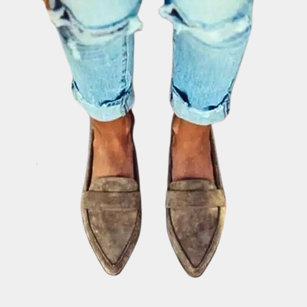 Evoque | Mocassins en daim pour femme – chaussures élégantes à enfiler, bout pointu et confortables