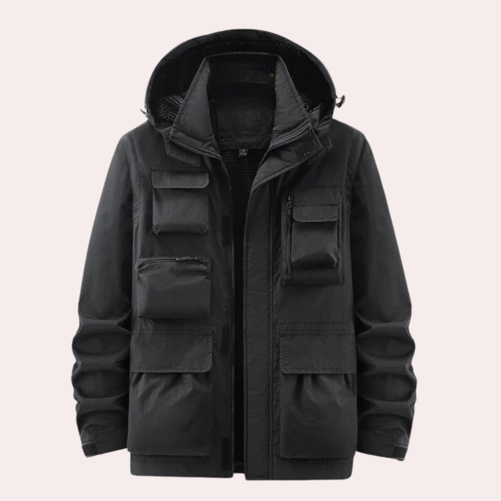 Corvallo | Parka à capuche pour homme avec de multiples poches – Veste légère, déperlante et à séchage rapide