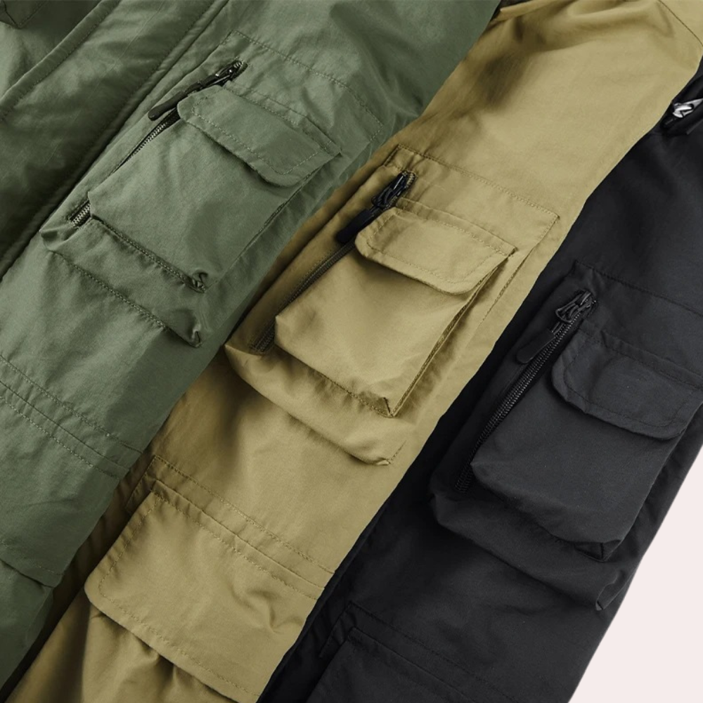 Corvallo | Parka à capuche pour homme avec de multiples poches – Veste légère, déperlante et à séchage rapide