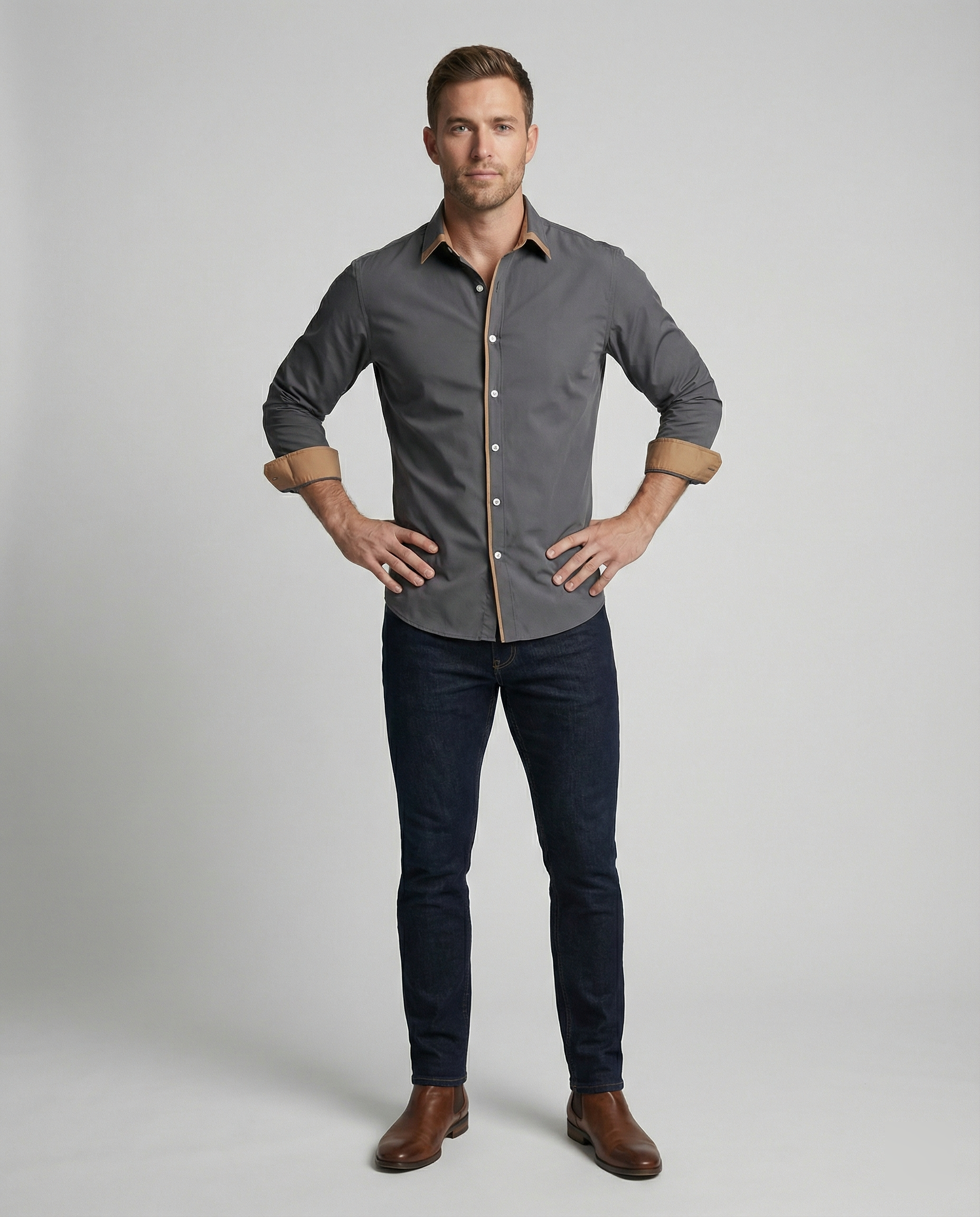 Leofric | Heren Slim Fit Overhemd met Lange Mouwen – Modern Casual & Kantoor Smart Fit