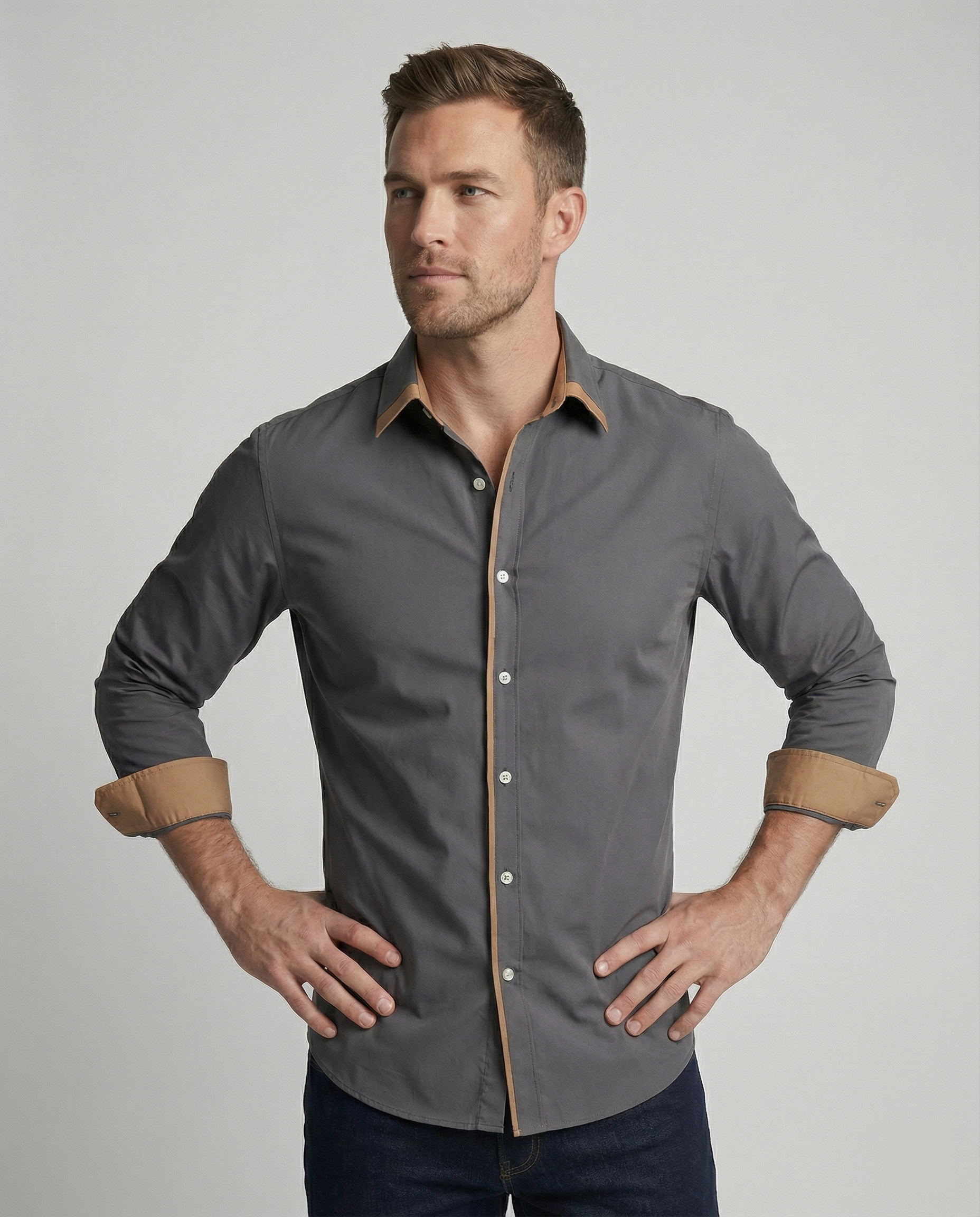 Leofric | Heren Slim Fit Overhemd met Lange Mouwen – Modern Casual & Kantoor Smart Fit